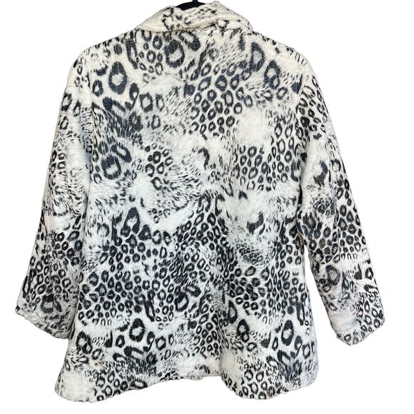 Mob Wife Snow Leopard Print Jacket Women Large Button Up Faux Fur Quilted Lining - Picture 2 of 11